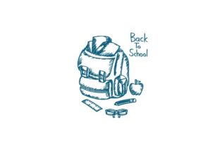 Back to School Bag, Books, Ruler, Apple