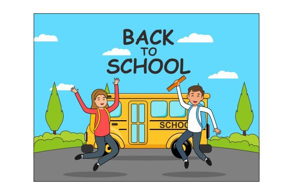 Back to School, School Bus and Children: A Versatile Flat Design Asset for Modern Projects