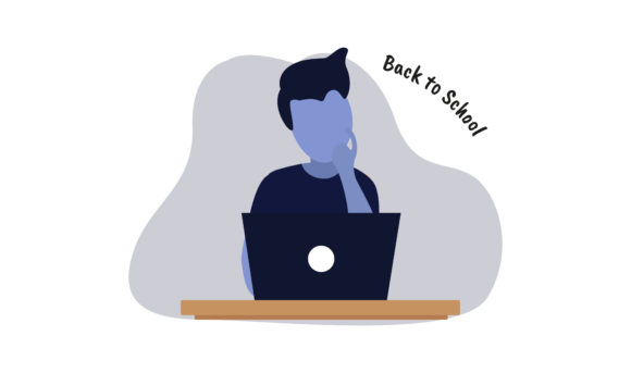Elevate Your Creative Projects with Flat Illustration Man Study at Home and Back to School Design Graphics