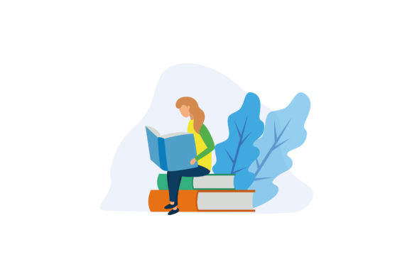 Flat Illustration Books Reading Meets Modern Design