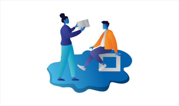 Flat Illustration Girl and Man Discussing: A Versatile Design Asset for Modern Creatives