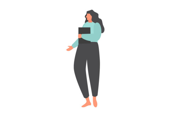 Flat Illustration Girl with Book: A Versatile Design Element for Creative Projects
