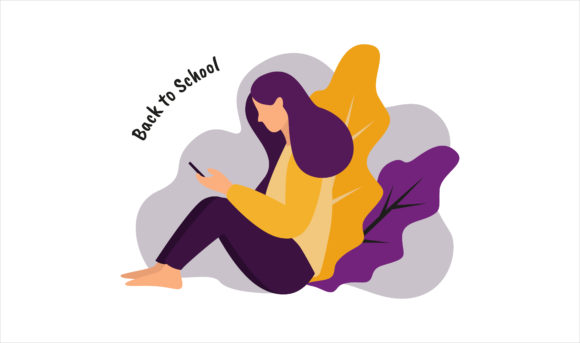 Flat Illustration Girl with Gadget – A Must-Have Design Asset for Creative Projects