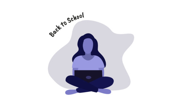 Mastering Flat Illustration Sitting with Laptop in Design