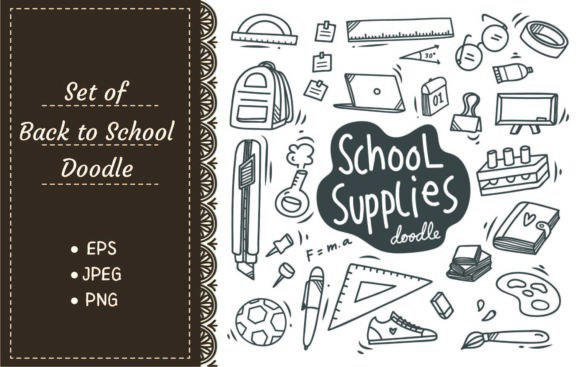 School Supplies Doodle: Versatile Vector Art for Back-to-School Creativity