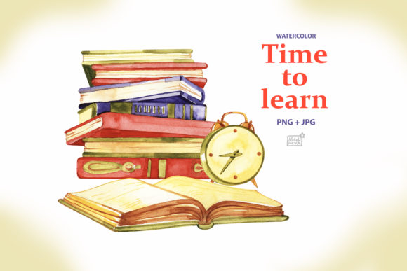 Time to Learn. Watercolor Clipart: A Fresh Take on Back-to-School Creativity